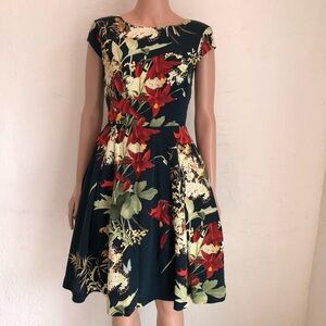 Ted Baker London Floral Midi Dress - Red and Green